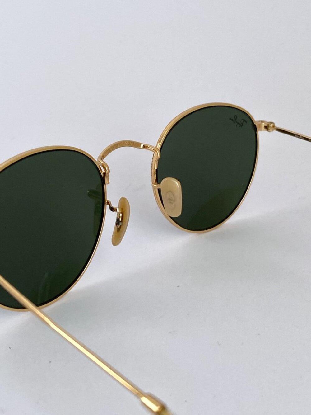 Ray-Ban Round Metal Sunglasses | Gold Frame + Black Green G-15 Lens - Picture 8 of 11
